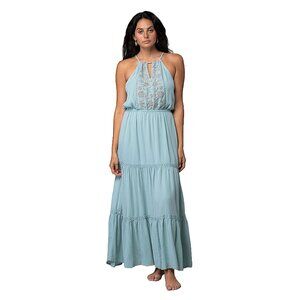 Lovestitch Seafoam By My Side Embroidered Tiered Halter Maxi Dress I-72791WL-RRR